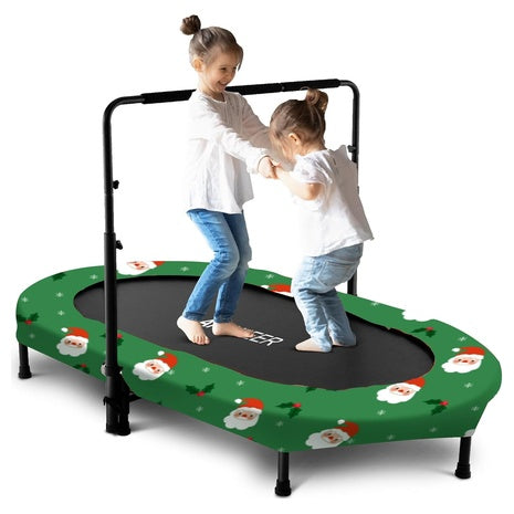 56" Double Kids Trampoline with Adjustable Handlebar