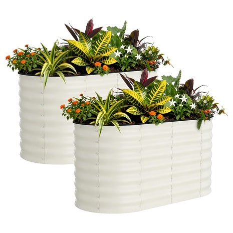 2-Pack 4 X 2 X 2ft Galvanized Raised Oval Metal Garden Bed Kit