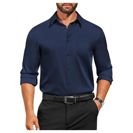 Men's Long Sleeve Casual Button Down Regular Fit Formal Shirts (Various)