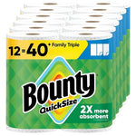 12 Family Triple Rolls (=40 Reg) Bounty Paper Towels