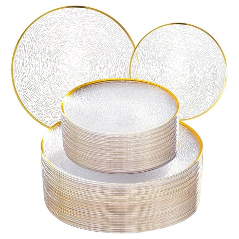 60 Clear Disposable Plates With Gold Rim