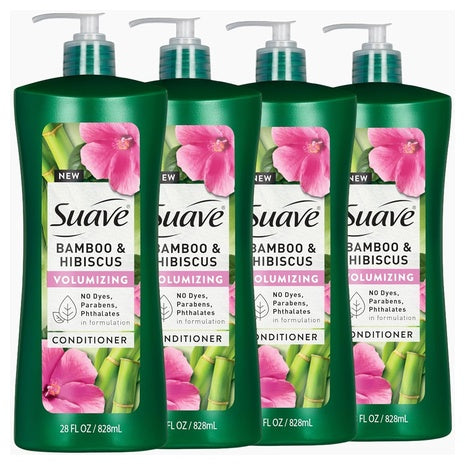 4 Bottles Suave Bamboo & Hibiscus Volumizing Conditioner (28oz)