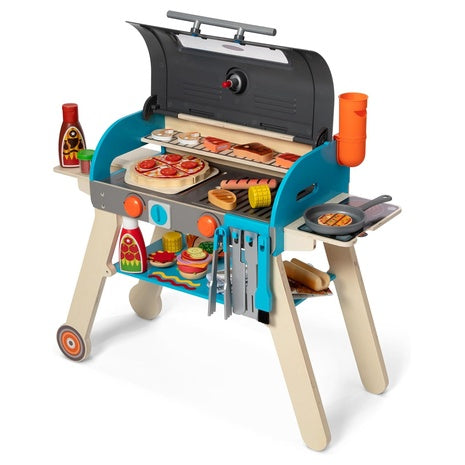 Melissa & Doug Wooden Deluxe Barbecue Grill & Smoker Play Toy