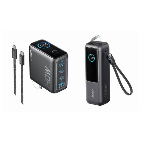 Anker 140W MAX 4-Port USB C Charger and 25,000mAh 165W Portable Charger