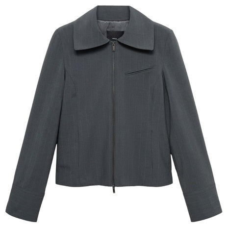 Striped Jacket w/ Double Zip