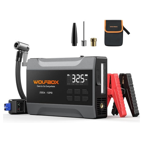 Wolfbox 2000A 12V Car Jump Starter with 150PSI Tire Inflator