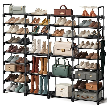 9 Tier Shoe Rack Organizer with Removable Side Hooks