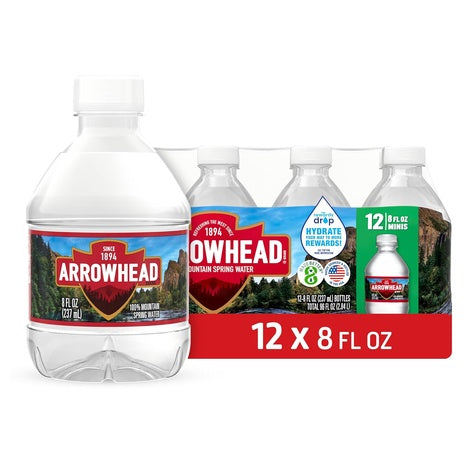 12 Arrowhead Mountain Spring Water Bottles (8oz)