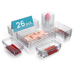 26-Piece Clear Plastic Stackable Organizer Bins (2-colors)
