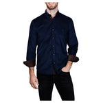 TailorByrd Men's Corduroy Button-Up Shirt (Cream Or Navy)