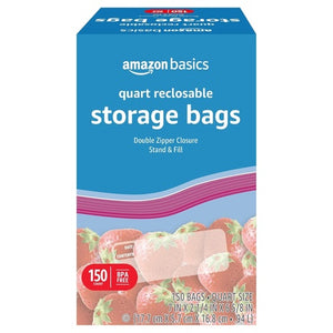 150-Count Amazon Basics Reclosable Quart Food Storage Bags