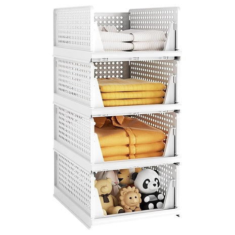 4 Stackable Closet Organizer Baskets