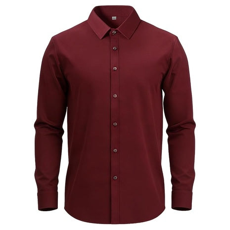 Men's Long Sleeve Solid Stretch Stain Shield Wrinkle Free Shirts (2 Colors)