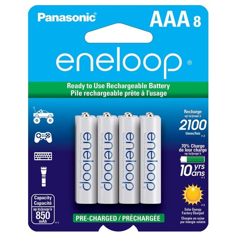 8-Pack Panasonic Eneloop AAA Ni-MH Rechargeable Batteries