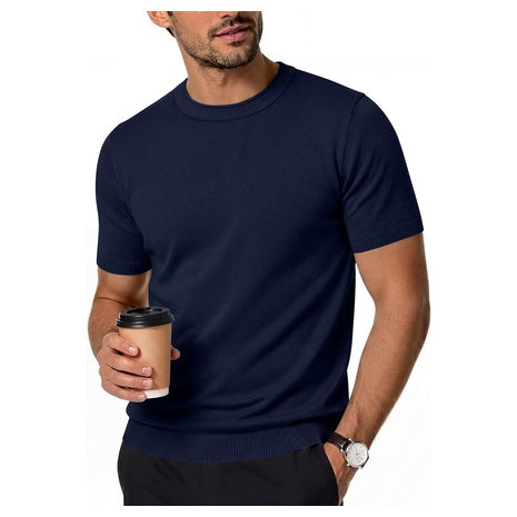 Men's Lightweight Textured Knit Crew Neck T-Shirt (Various)