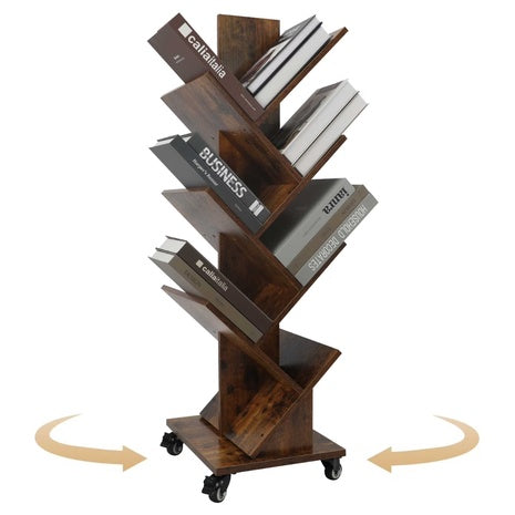 14-Tier Tree 360 Degree Spinning Wood Bookshelf