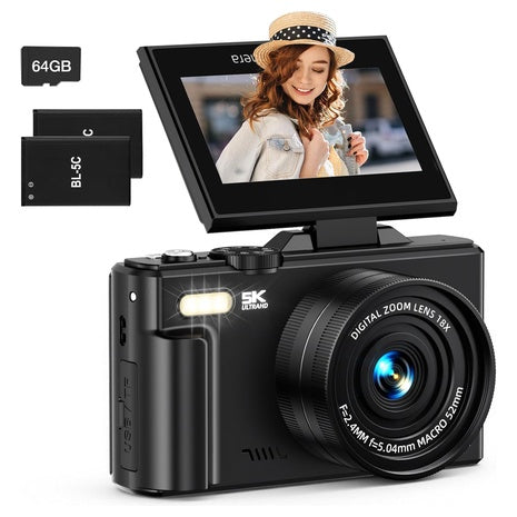 5K 75MP WiFi UHD Autofocus Video Digital Camera W/180deg. Flip Screen
