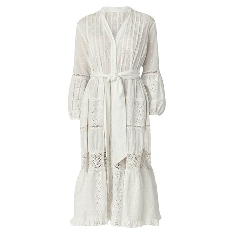 Shoshanna White Cotton Eyelet Dress