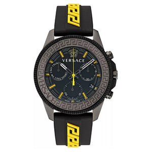 Versace Men's Swiss Chronograph Greca Action Yellow & Black Silicone Strap Watch
