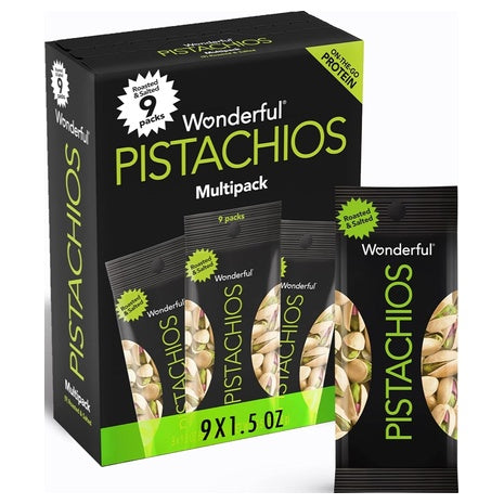 9-Pack Wonderful Pistachios Roasted & Salted Snack Bags