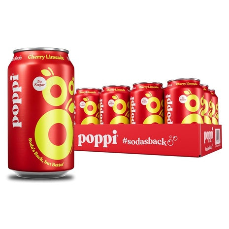 12-Pack Poppi Cherry Limeade Prebiotic Soda