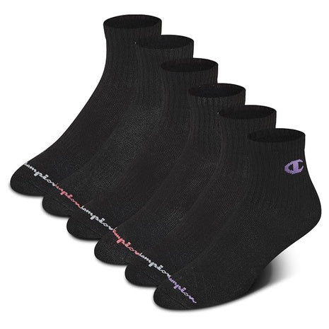 6-Pack Champion Women's High Quarter Socks (Size 5-9)