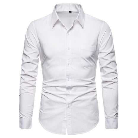 Men’s Long Sleeve Dress Shirt with Pocket (Large)