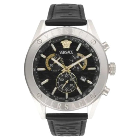 Versace Men's Athletic Chrono Stainless Steel & Leather-Strap Watch