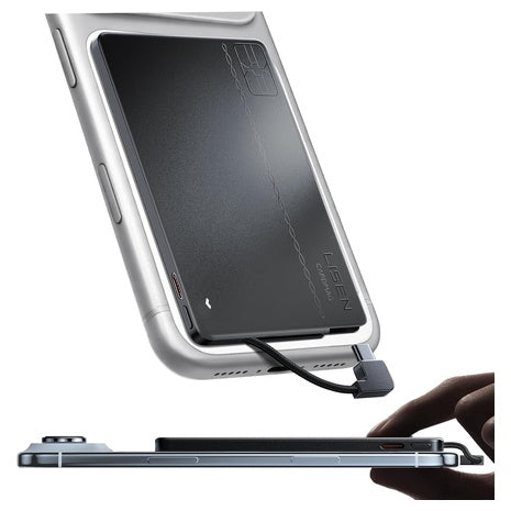 Lisen 5000mAh Alloy Ultra Thin Portable Charger with Built in Cable