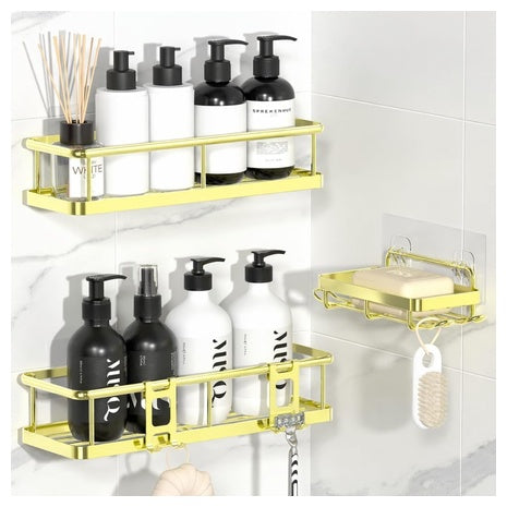 3-Pack No Drill Rust Proof Shower Shelves