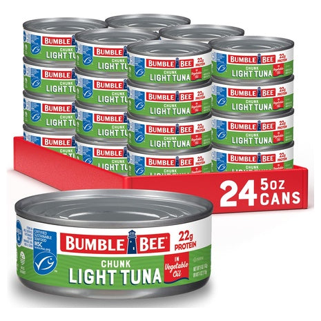 24 Cans Bumble Bee Chunk Light Tuna In Oil Or Water