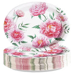 50 Disposable Floral Oval Paper Plates