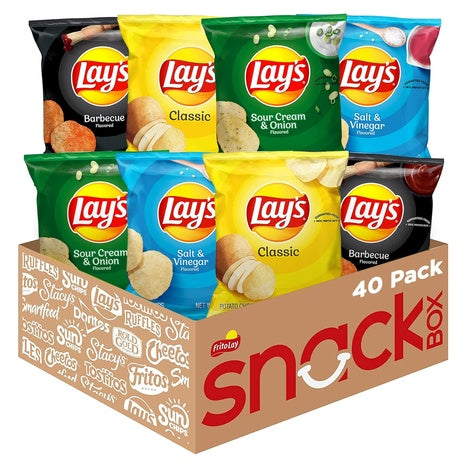 40 Pack of 1oz Bags of Lay's Potato Chips, 4 Flavor Variety Pack