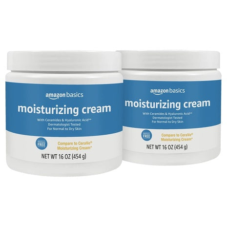 2-Pack 16oz Amazon Basics Moisturizer Cream w/ Ceramides & Hyaluronic Acid