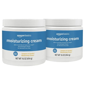 2-Pack 16oz Amazon Basics Moisturizer Cream w/ Ceramides & Hyaluronic Acid