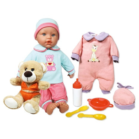 15" Baby Doll Billie & Teddy Bear w/ Accessories