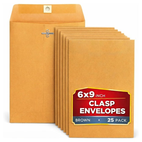 25-Pack 6×9 Manilla Clasp Envelopes