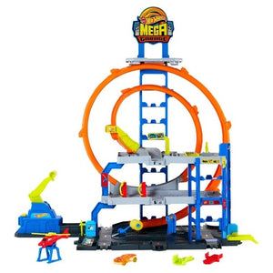 Hot Wheels Toy Car Track Set with Car & Helicopter