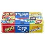 UNO, Phase 10 & ONO 99 Bundle With Tin Case