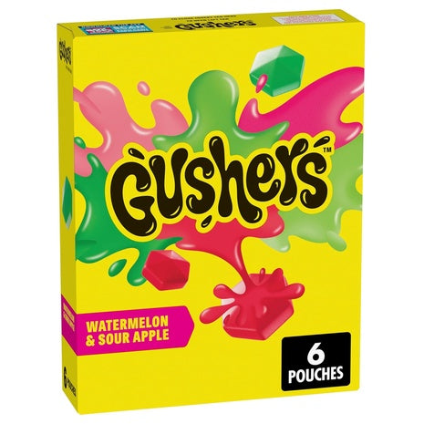 2 Boxes Gushers Watermelon and Sour Apple Flavor (12 Pouches)
