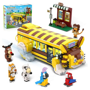1,319-Piece Cat School Bus Building Set