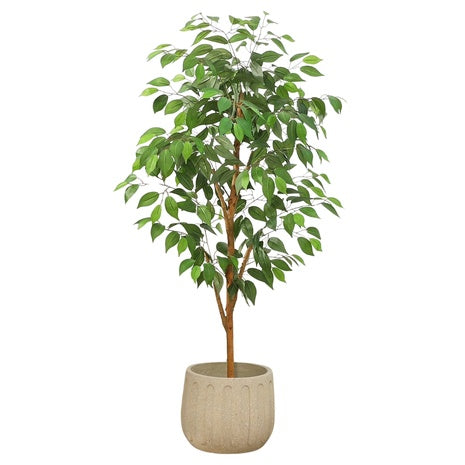 4ft Artificial Ficus Tree With Natural Wood Trunk And Silk Leaves