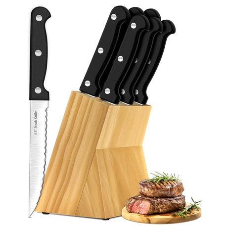 7 Pieces Steak Knife Set with Block