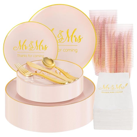 175-Piece Mr. & Mrs. Disposable Dinnerware Set