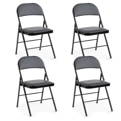 4-Pack Leather Padded Folding Chairs