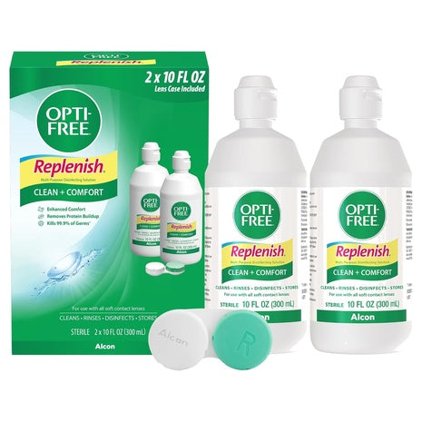 2 Bottles Opti-Free Replenish Multi-Purpose Contact Lens Solution (10oz)