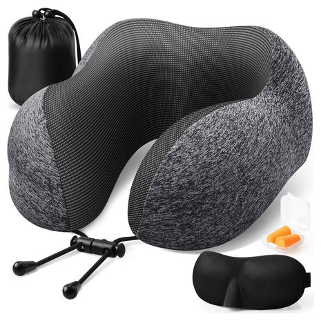 Memory Foam Travel Neck Pillow Set With Accessories