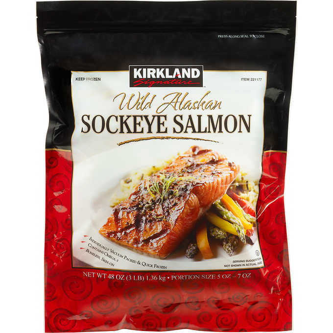 Kirkland Signature Wile Alaskon Sockeye Salmon Portions,