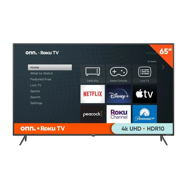 onn. 65” Class 4K UHD (2160P) LED Roku Smart TV