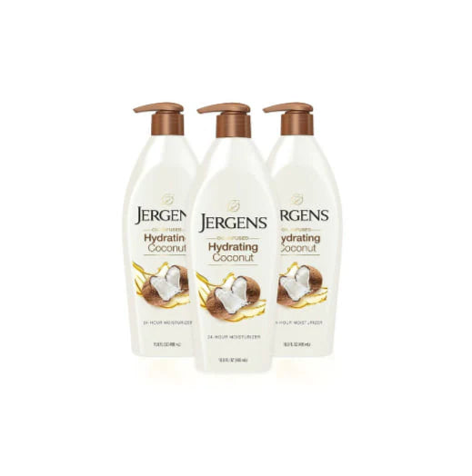 3 Bottles of Jergens Hydrating Coconut Body Moisturizer